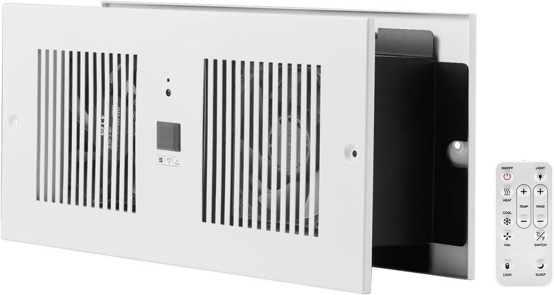 VEVOR مروحة من غرفة إلى غرفة، مروحة هواء مزدوجة قابلة للتعديل من خلال الجدار مع جهاز تحكم عن بعد وتحكم في درجة الحرارة، 300 CFM 10 سرعات تهوية هادئة في الجدار للمعيشة، غرفة الغسيل الداخلية - Image 1